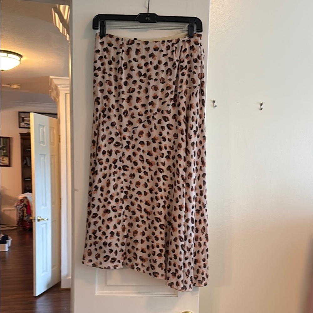 Theory Asymmetrical A-Line Midi Skirt Brown Orange